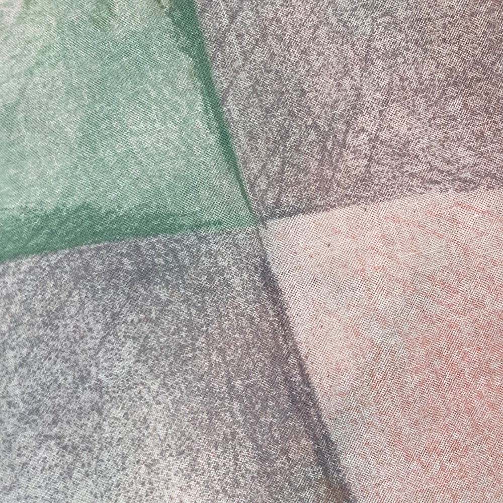 CACHAREL for Anais Anais Cotton Scarf Italy 44” x 60” Green Pink Gray - Picture 5 of 7